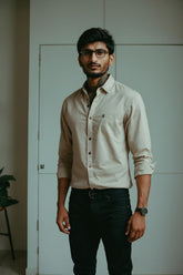 INCsane - COTTON LIGHT BROWN SHIRT FOR MEN