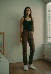 NIñO - HIGH RISE BROWN JEANS FOR WOMEN
