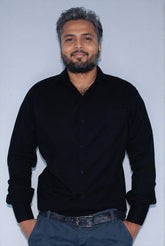 IS - CASUALS SLIM FIT COTTON BLACK SHIRT FOR MEN