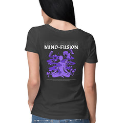 Dark Mind Fusion Women's White Slim Fit T-shirt