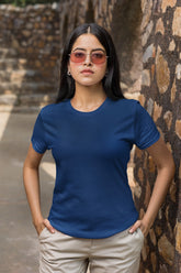 Women's Royal Blue Slim Fit T-shirt