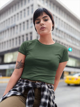 Women's Olive Green Slim Fit Crop Tops