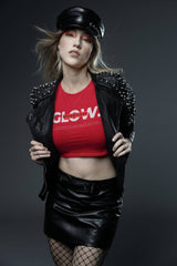 NIñO - Effortless Glow Typography Red Crop-Top For Women