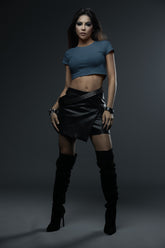 Women's Navy Blue Slim Fit Crop Tops