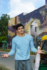 Explore The World Nights Graphic Baby Blue SweatShirt For Men