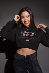 NIñO -Black & Inferior Crop Hoodie For Women