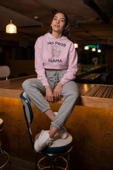 NIñO - PINK LLAMA CROP HOODIES FOR WOMEN