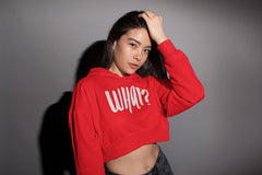 NIñO - Red Typography Crop Hoodie For Women