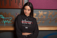 NIñO -Black & Inferior Crop Hoodie For Women