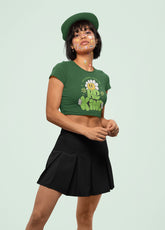 NIñO - Women's Olive Green Be Kind Graphic Printed Crop Top