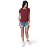Women's Maroon Slim Fit T-shirt
