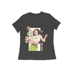 NIñO - Black Urban Floral Streetwear Slim Fit T Shirt For Women