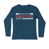 Men's Navy Blue Positive Mindset Full Sleeve T Shirt