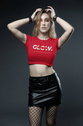 NIñO - Effortless Glow Typography Red Crop-Top For Women