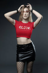 NIñO - Effortless Glow Typography Red Crop-Top For Women
