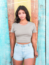 Women's Mélange Grey Slim Fit Crop Tops