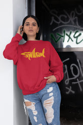 NIñO - Red & Yellow Shark Sweatshirt For Women