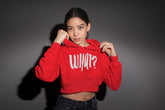 NIñO - Red Typography Crop Hoodie For Women