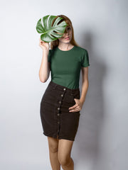 Women's Olive Green Slim Fit T-shirt