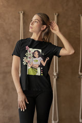 NIñO - Black Urban Floral Streetwear Slim Fit T Shirt For Women