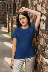 Women's Royal Blue Slim Fit T-shirt
