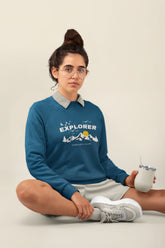INCsane - Explorer Typography Navy Blue Sweatshirt For Women