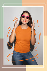 Women's Orange Slim Fit T-shirt