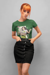 NIñO - Olive Green Urban Floral Streetwear Slim Fit T Shirt For Women