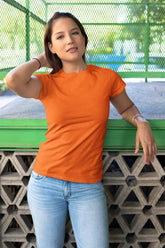 Women's Orange Slim Fit T-shirt