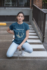 NIñO - Never Let Go Navy Blue Slim Fit T Shirt for Women