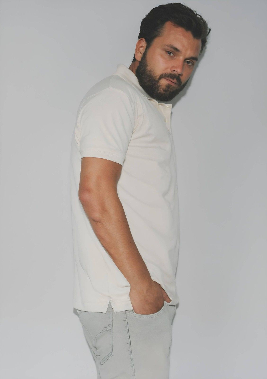 IS - CREAMY WHITE POLO T SHIRT FOR MEN