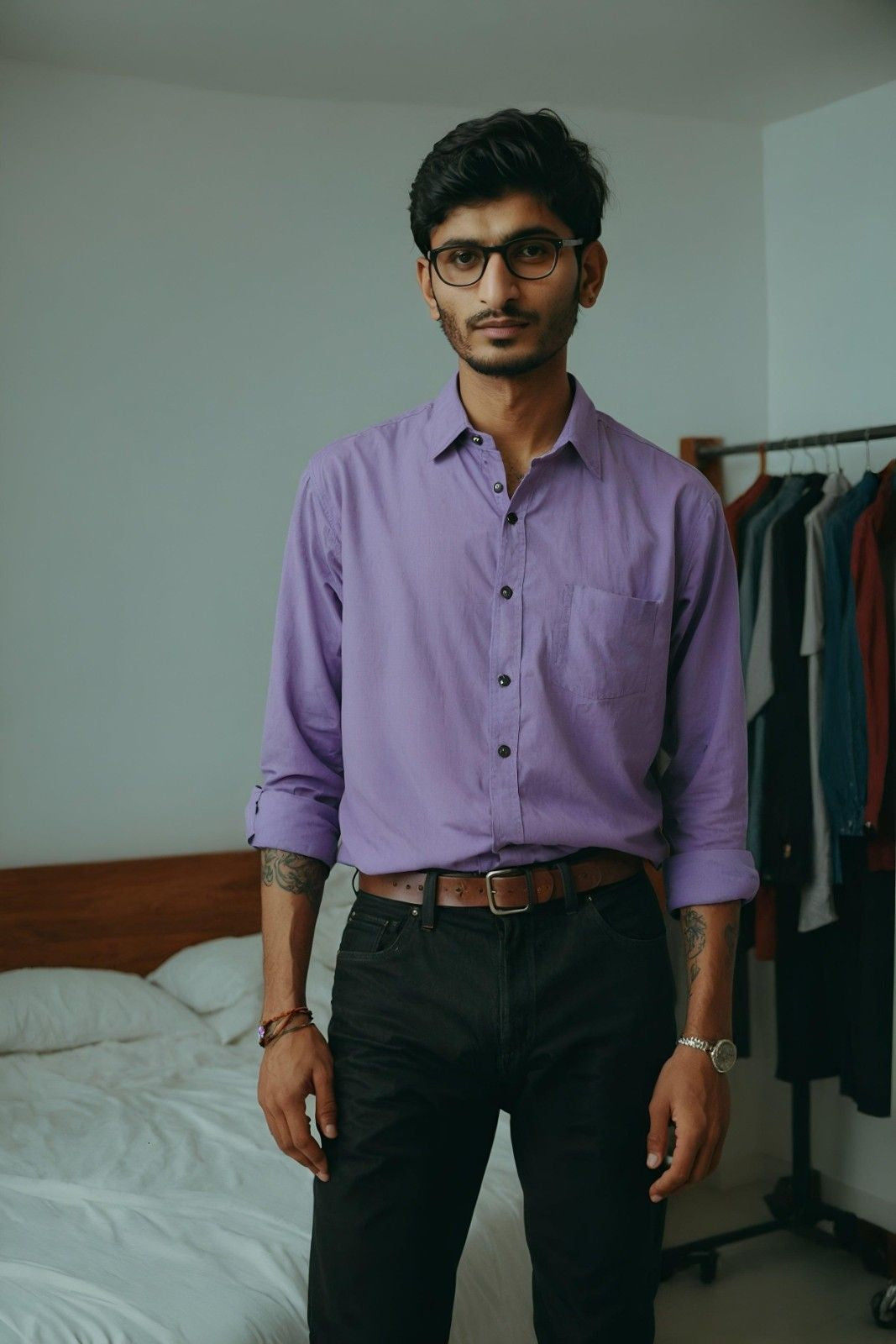INCsane -  COTTON PURPLE SHIRT FOR MEN