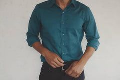 INCsane - SLIM FIT COTTON TEAL BLUE SHIRT FOR MEN