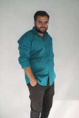 INCsane - SLIM FIT COTTON TEAL BLUE SHIRT FOR MEN