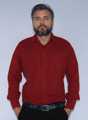 INCsane -  SLIM FIT COTTON RED SHIRT FOR MEN