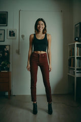 NIñO - HIGH RISE MAROON JEANS FOR WOMEN