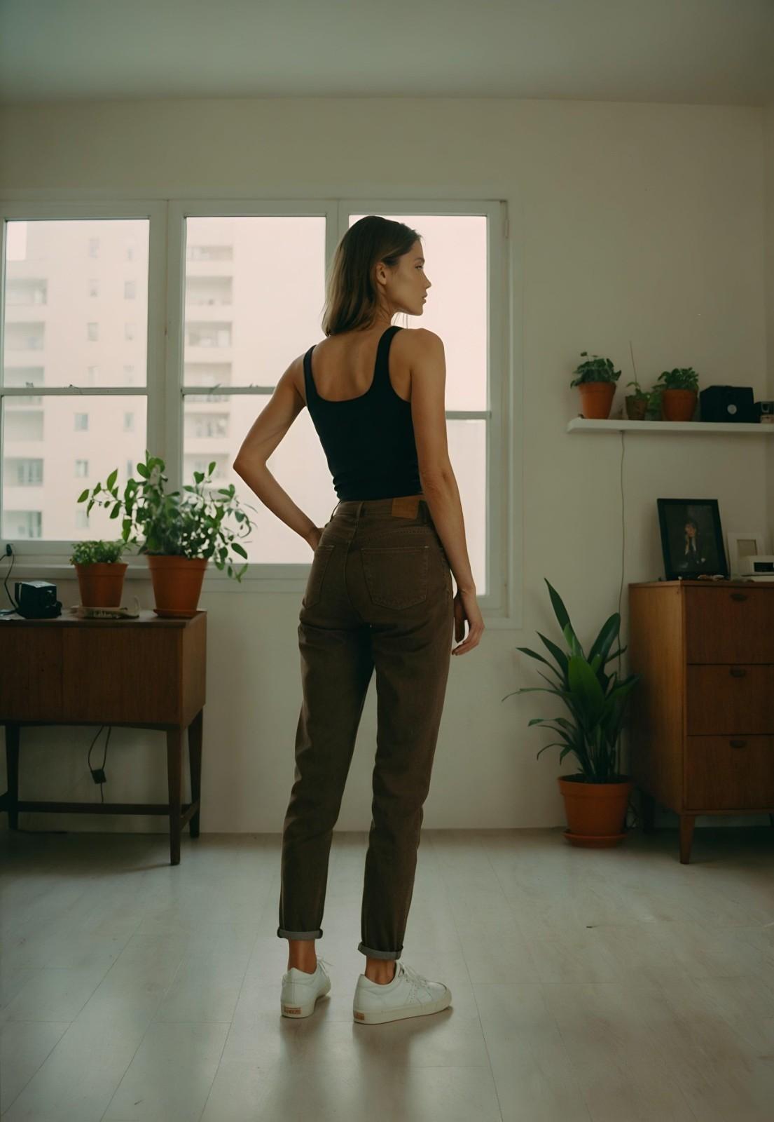 NIñO - HIGH RISE BROWN JEANS FOR WOMEN