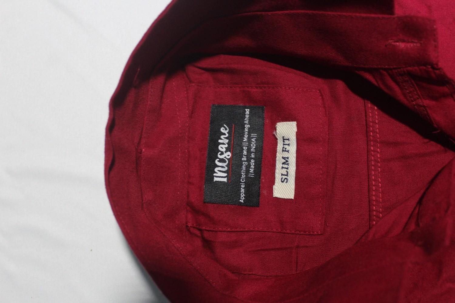 INCsane -  SLIM FIT COTTON RED SHIRT FOR MEN