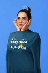 INCsane - Explorer Typography Navy Blue Sweatshirt For Women
