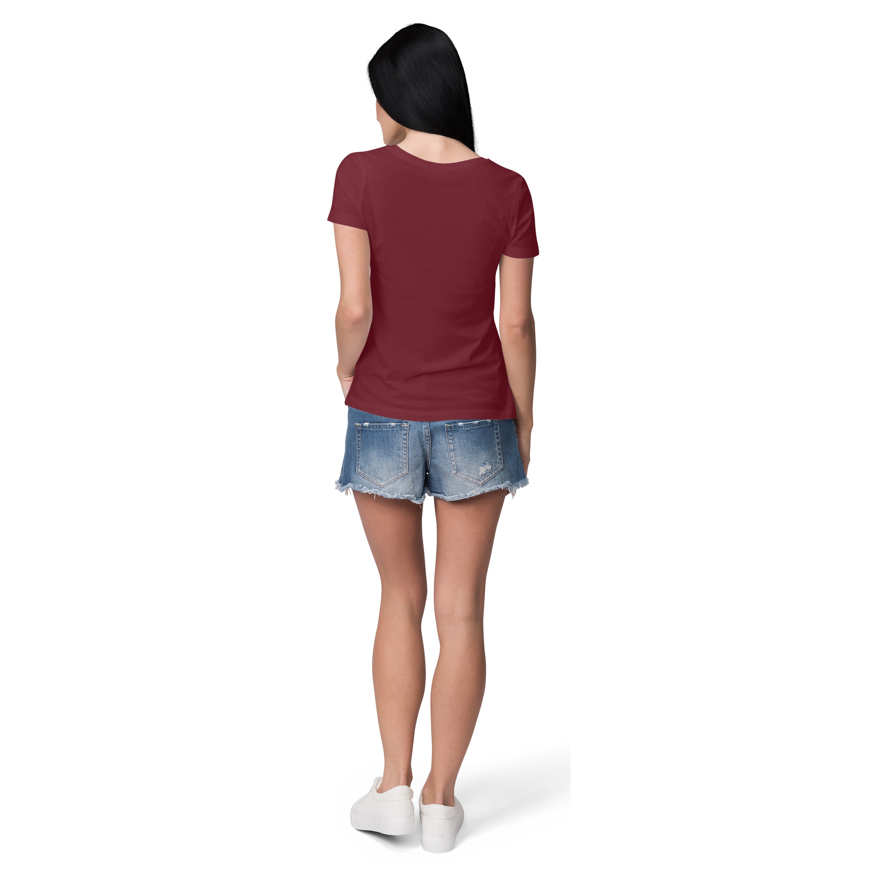 Women's Maroon Slim Fit T-shirt