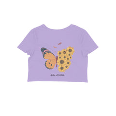 NIñO - Women's Purple Butterfly Graphic Printed Crop Top