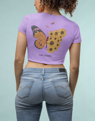 NIñO - Women's Purple Butterfly Graphic Printed Crop Top
