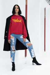 NIñO - Red & Yellow Shark Sweatshirt For Women