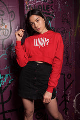 NIñO - Red Typography Crop Hoodie For Women