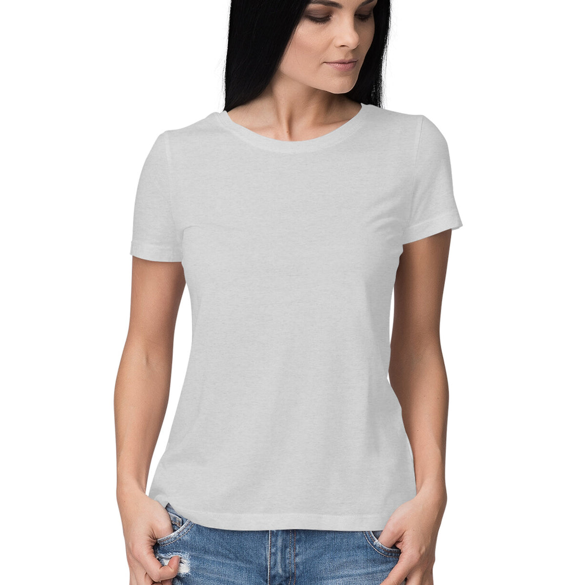 Women's Grey Slim Fit T-shirt