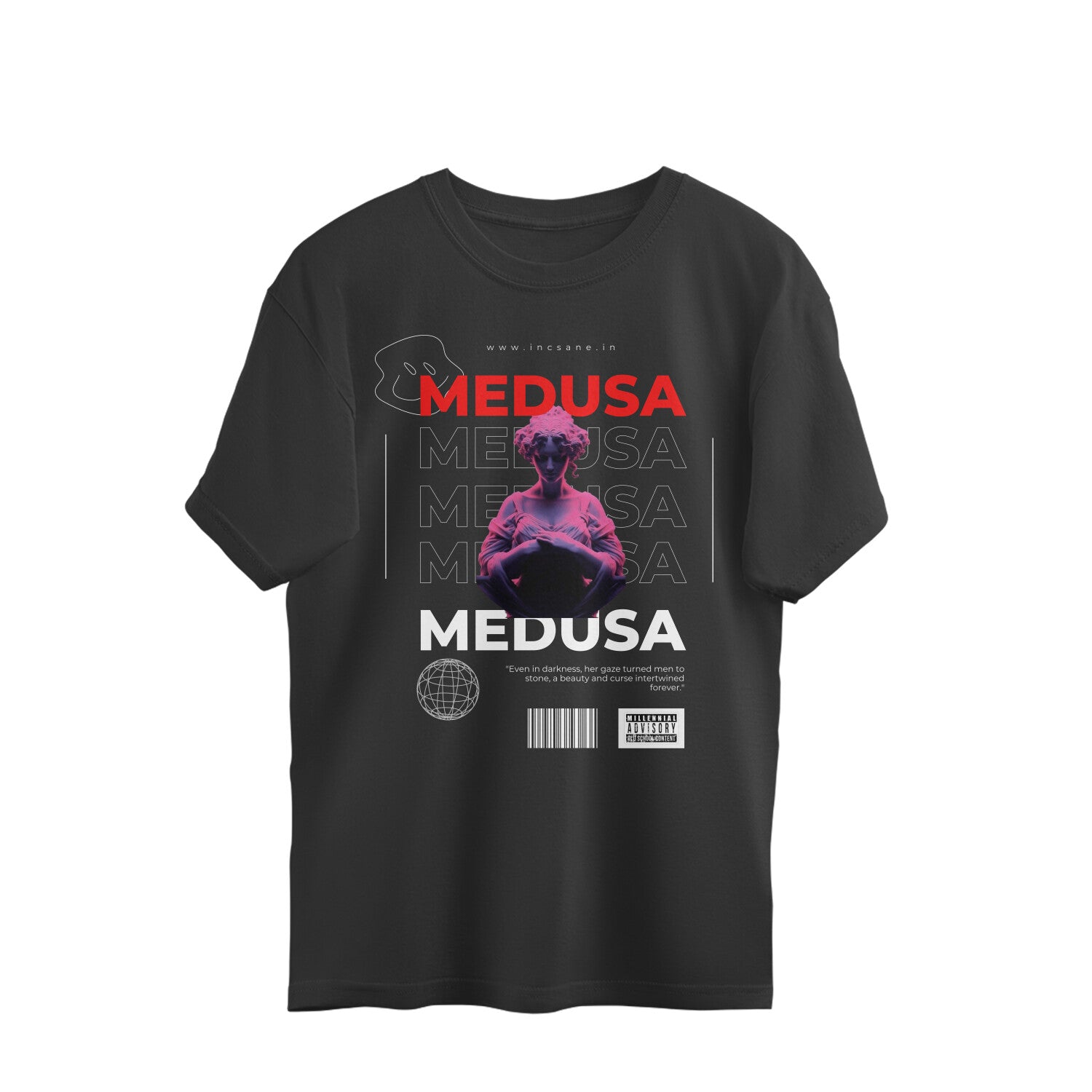 Medusa Black Oversized T Shirt for Men