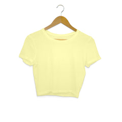 Women's Butter Yellow Slim Fit Crop Tops