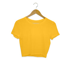 Women's Golden Yellow Slim Fit Crop Tops