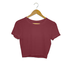 Women's Maroon Slim Fit Crop Tops