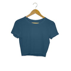 Women's Navy Blue Slim Fit Crop Tops